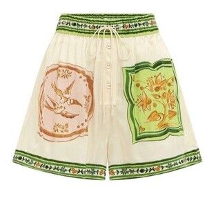 Alemais Porcelain Silk Patterned Shorts Size AU 8 US 4